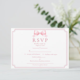 Editable Pink Bridal Shower Elegant Bow RSVP Card
