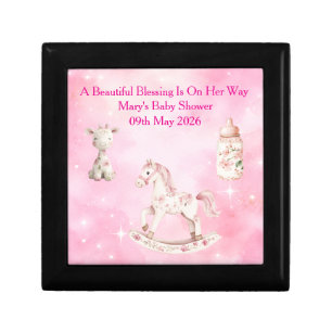 Editable Pink Chinoiserie Baby Shower wooden  Gift Box