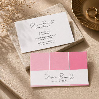 Editable Pink Color, Modern Interior Designer Business Card