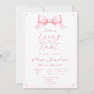 Editable Pink Elegant Bow Bridal Shower Coquette  Invitation