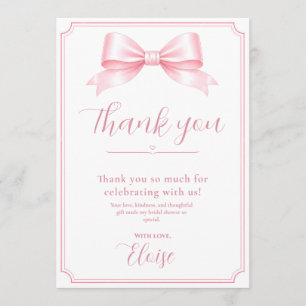 Editable Pink Elegant Bridal Shower Thank You Card