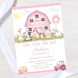 Editable Pink Farm Birthday invitation-instant dow Invitation