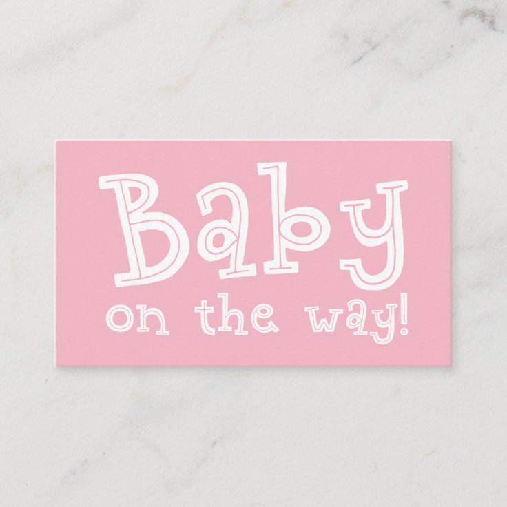 Editable Pink Gift Registry Card, Baby on the Way! Enclosure Card | Zazzle