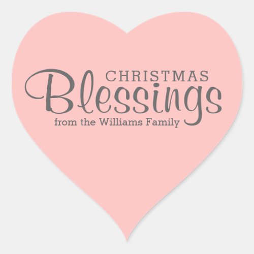 Editable Pink Heart Christmas Blessings Stickers