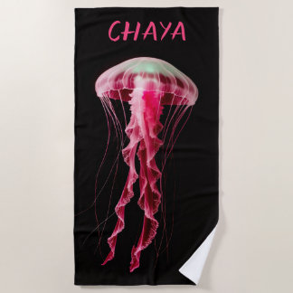 Editable Pink Jellyfish Beach Towel