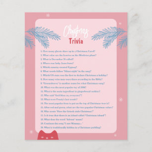 Editable, pink red Christmas trivia, Holiday game
