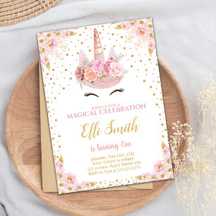 Editable Pink Unicorn Birthday Invitation