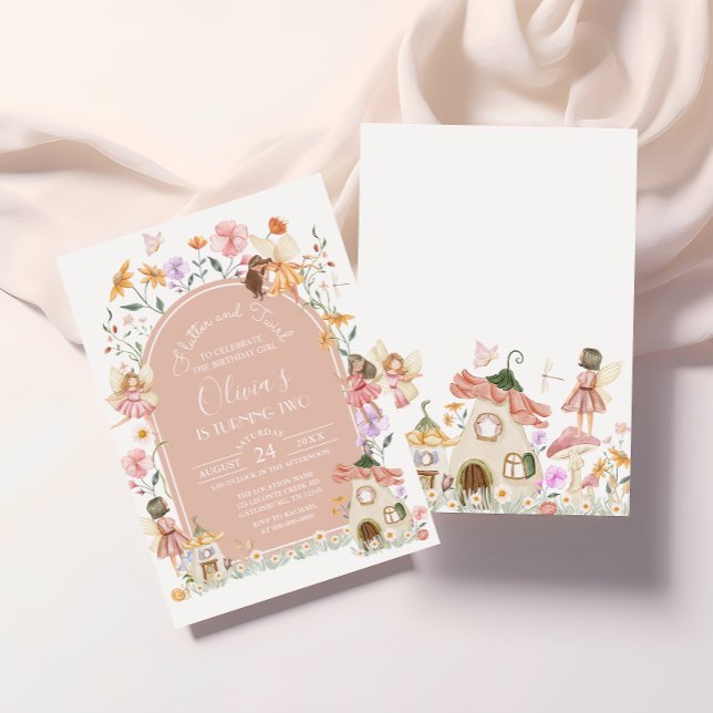 Editable Pink Wildflower Fairy Birthday Invitation (Creator Uploaded)