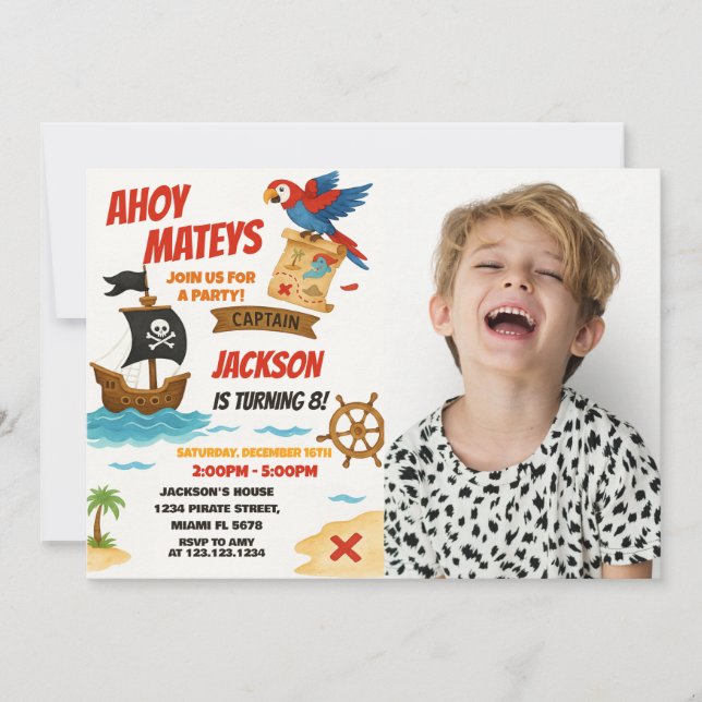Editable Pirate Birthday Invitation (Front)