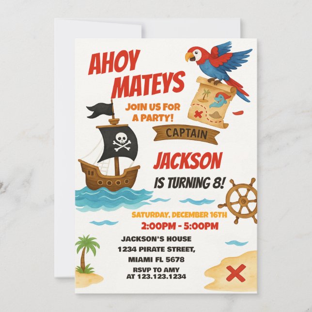 Editable Pirate Birthday Invitation (Front)