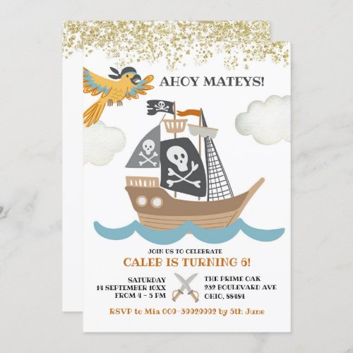 Editable Pirate Boy Birthday Invitation