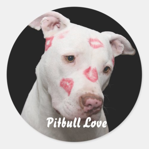 Editable Pitbull Lover Classic Round Sticker