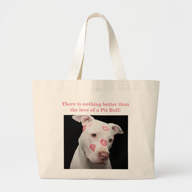 Editable Pitbull Lover Large Tote Bag (Front)