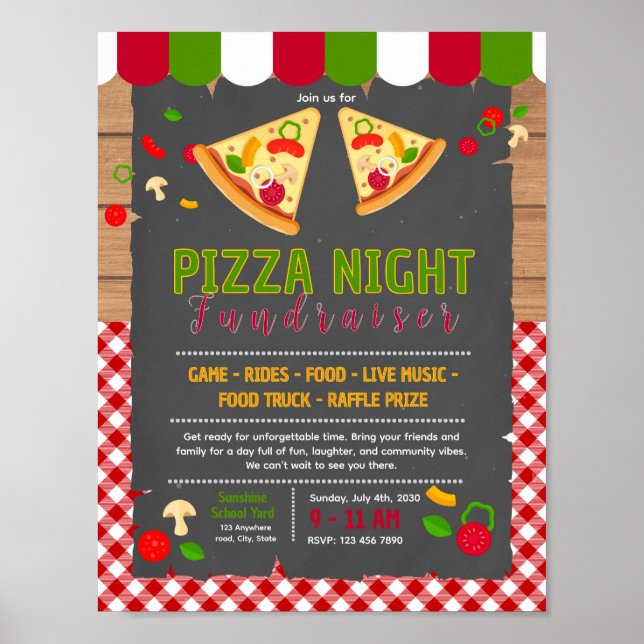 Editable pizza fundraiser flyer poster (Front)