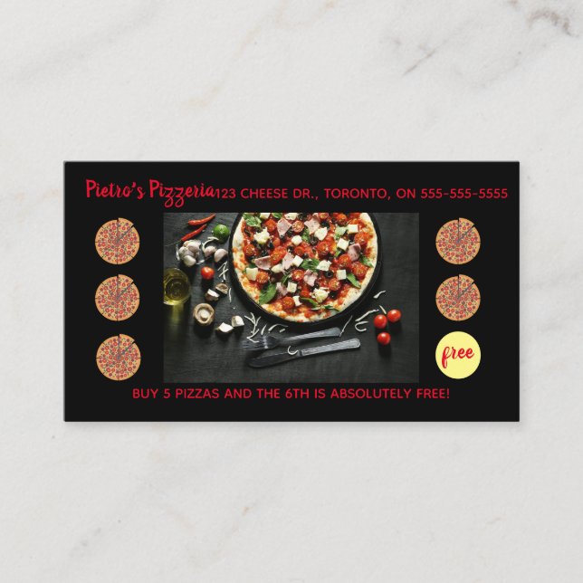 Editable Pizza Loyalty Rewards Card (Front)