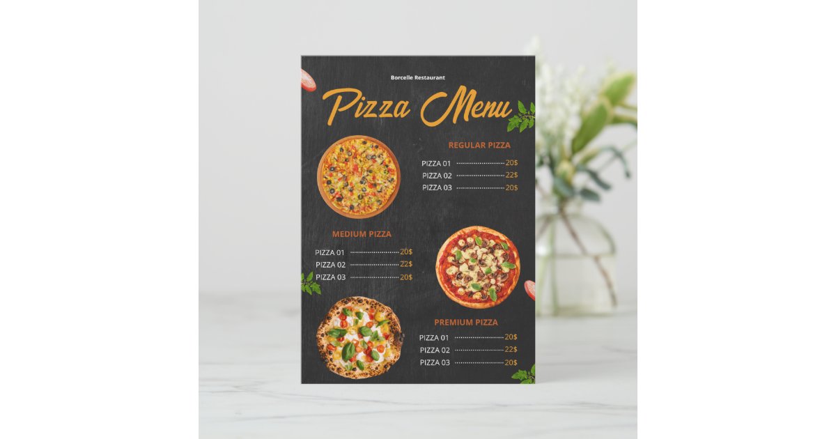 Editable Pizza Menu.pdf Editable Pizza Menu Pizzaria Restaurant Menu | Zazzle
