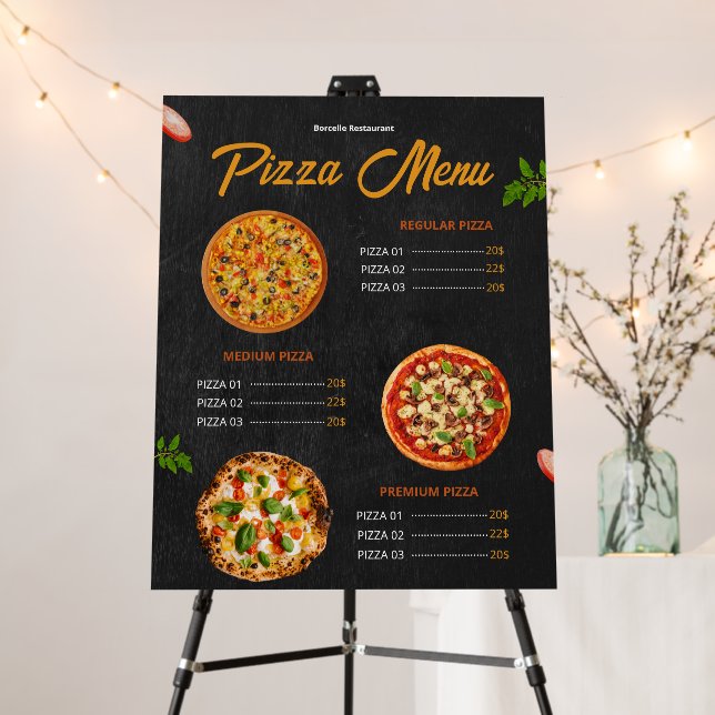 Editable Pizza Menu, Pizzaria Restaurant Menu Foam Board (In Situ (Stand))