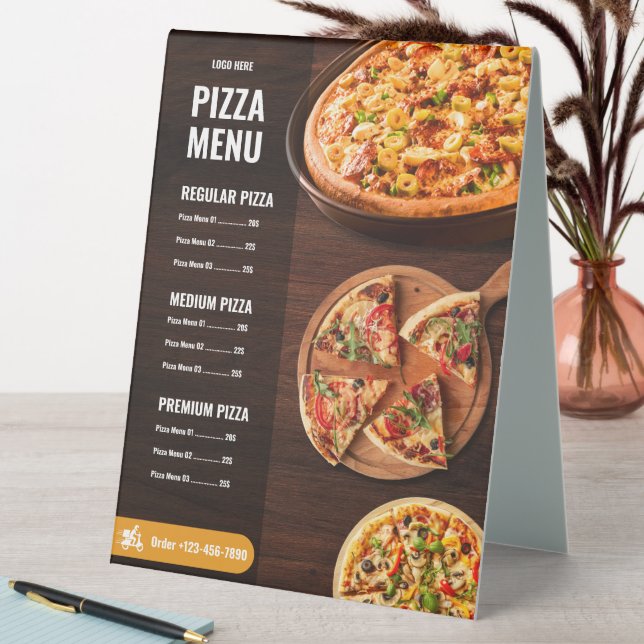 Editable Pizza Menu pizzeria Restaurant Menu Table Tent (In SItu (Table))