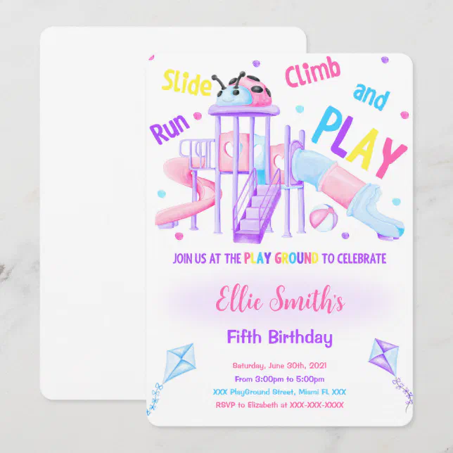 Editable Playground Birthday Invitation | Zazzle