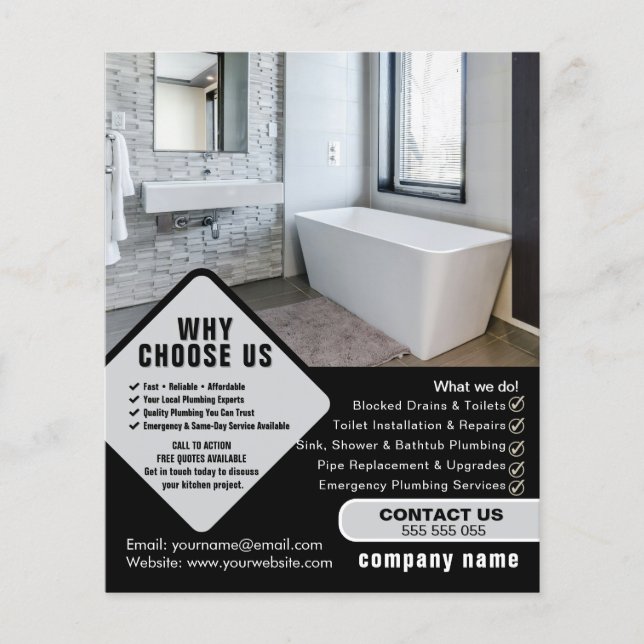 Editable Plumber Flyer Template | Plumbing Service (Front)