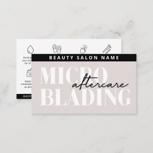 Editable PMU Brow Eyebrows Microblading Aftercare  Business Card