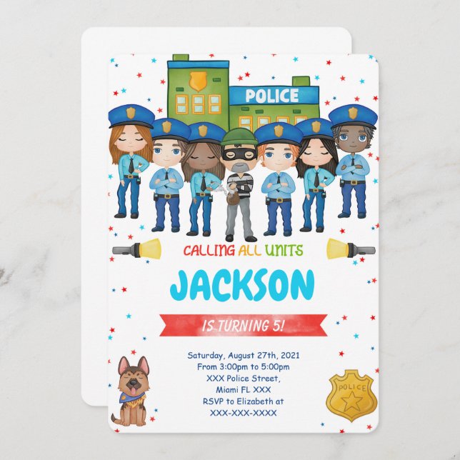 Editable Police Invitation (Front/Back)
