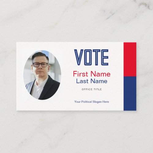 Editable Political Campaign Photo Business Card