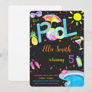 Editable Pool Birthday Invitation