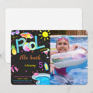 Editable Pool Birthday Photo Invitation