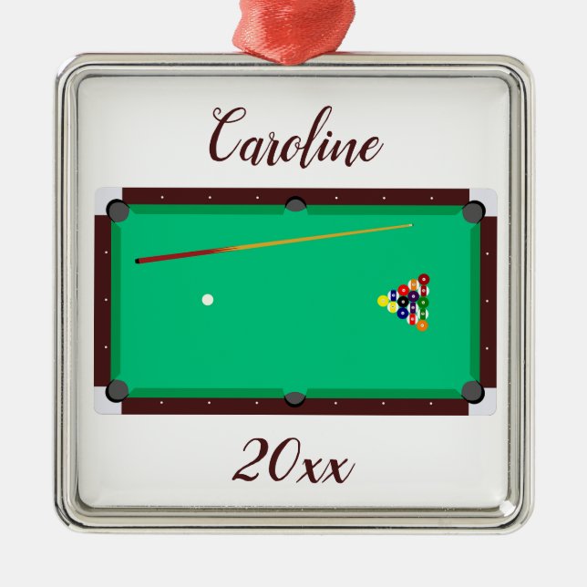 Editable Pool Table Metal Ornament (Front)