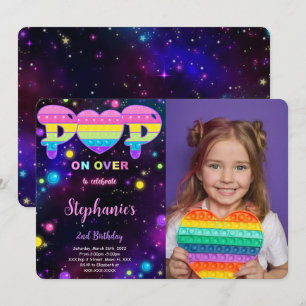 Editable Pop it Birthday Photo Invitation