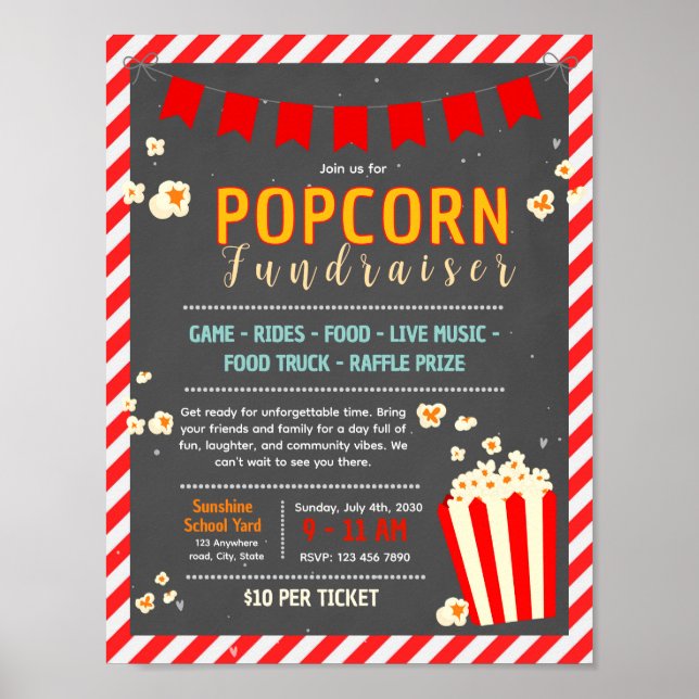 Editable popcorn fundraiser flyer poster (Front)