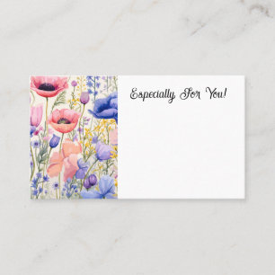 Editable Poppies Flower Shop Bouquet Message Card