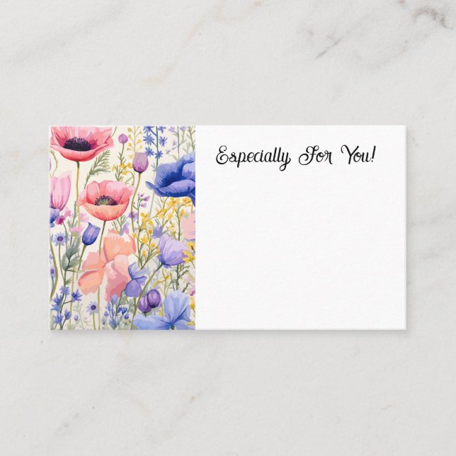 Editable Poppies Flower Shop Bouquet Message Card (Front)