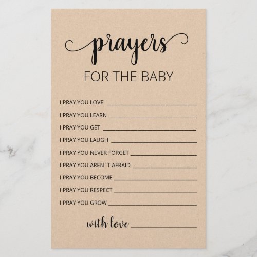 Editable Prayers for Baby Shower Party card