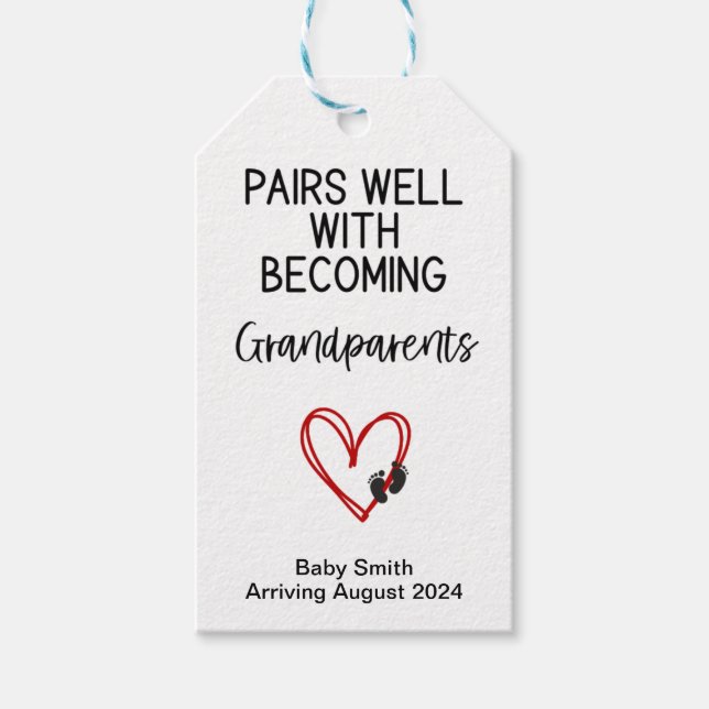 Editable Pregnancy Announcement Gift Tag (Front)