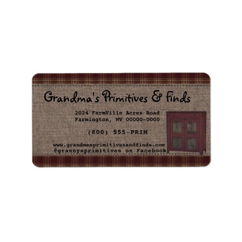 EDITABLE Primitive  Homespun Farmhouse Style Label