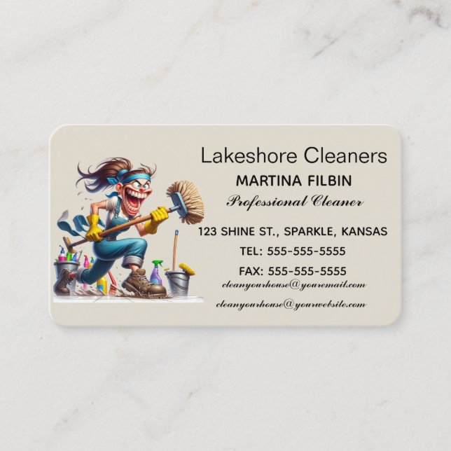 Editable Professional Cleaner Business Card (Front)