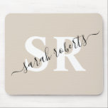 Editable professional monogram name beige mouse pad<br><div class="desc">Editable professional monogram name beige</div>