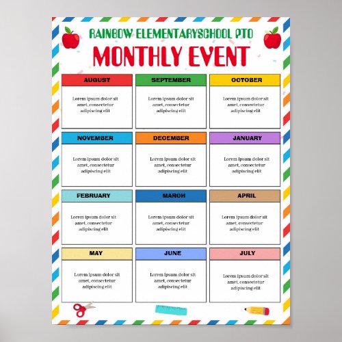 Editable  PTO PTA Monthly event template Poster
