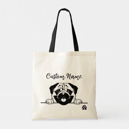 Editable Pug Tote Bag  Custom Pet Name