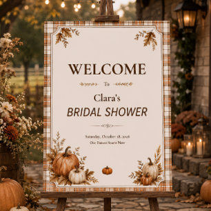 Editable Pumpkin Plaid Bridal Shower Seating Plan Foam Board