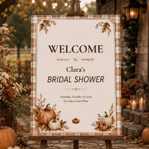 Editable Pumpkin Plaid Bridal Shower Seating Plan Foam Board