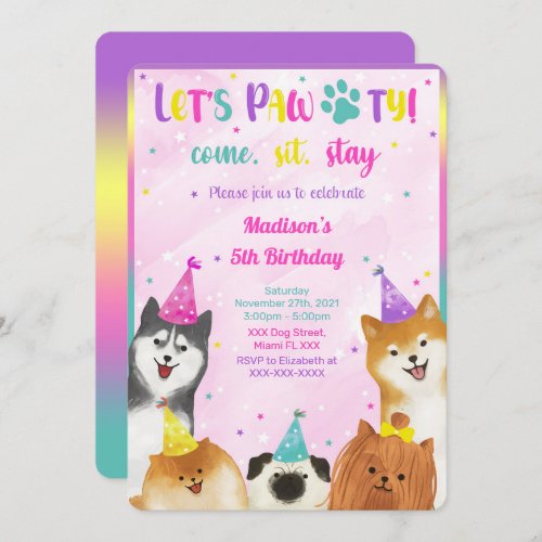 Editable Puppy Birthday Invitation
