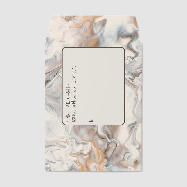 Editable Purple and Gold Flowing Abstract Envelope Mailers (Front)