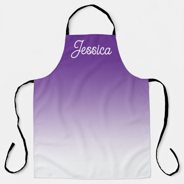 (Editable) Purple Color Ombre & Your Text Apron (Front)