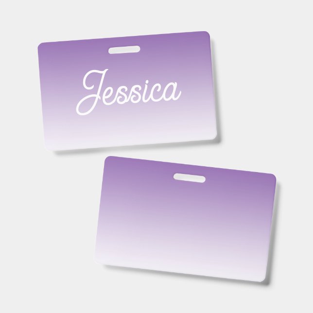 (Editable) Purple Color Ombre & Your Text Badge (Front & Back)