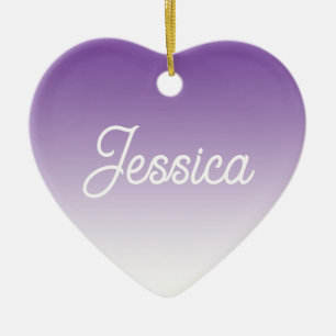 (Editable) Purple Color Ombre & Your Text Ceramic Ornament