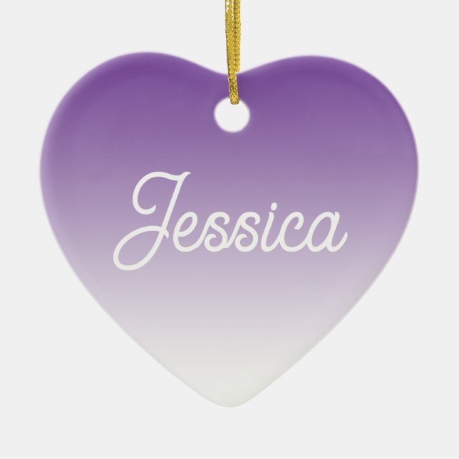 (Editable) Purple Color Ombre & Your Text Ceramic Ornament (Front)