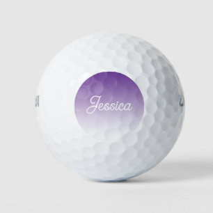 (Editable) Purple Color Ombre & Your Text Golf Balls